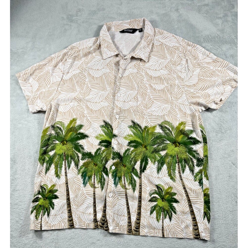 Buffalo Outdoors Mens XL Palm Tree Hawaiian Theme Button Up Shirt
